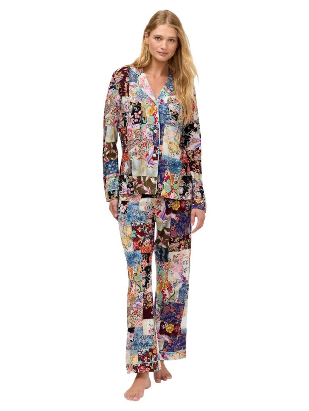 Johnny Was Carly Pajama Set Fabiana Long Floral Lounge Sleepwear Multi 2 pc NEW
